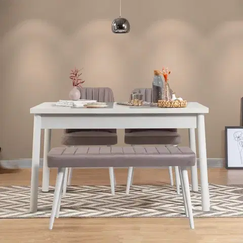 Set stolu a židlí (4 kusy) Costa White-Grey