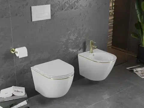 MEXEN Lena bidet závěsný, bílá/zlatá linka 35224805