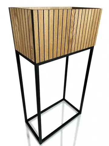 Moderní vysoký květináč přírodní dubové dýhy LOFT FIORINO 42X22X80 cm