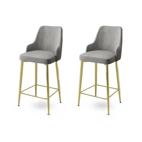 Sada barových židlí Enox Grey and Gold, 2 ks, 2 ks