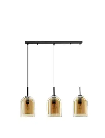 NOVA LUCE závěsné svítidlo VELOR dvouvrstvé šampaň sklo černý kabel černá kovová základna E27 3x12W 230V IP20 bez žárovky 9236740