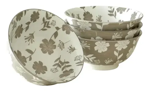 PROHOME - Miska na polévku květy porcelánová, sada 4ks