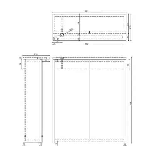 AQUALINE KAWA STRIP galerka s LED osvětlením 60x70x22cm, bílá WGL60S