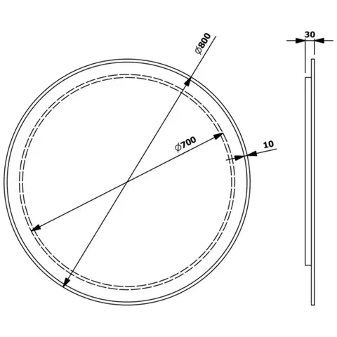 SAPHO SHARON kulaté zrcadlo s LED podsvícením ø 80cm, černá mat 31255CI