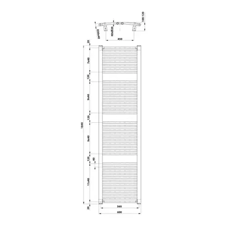 AQUALINE ORBIT otopné těleso s bočním připojením 600x1850 bílá ILO86T
