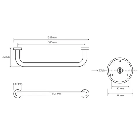 SAPHO X-ROUND E madlo pevné 300, chrom XR501