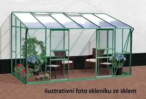 Skleník ke stěně IDA 7800 polykarbonát zelený Dekorhome
