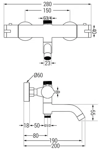 MEXEN Kai termostatická baterie sprcha/vana grafit 77900-66