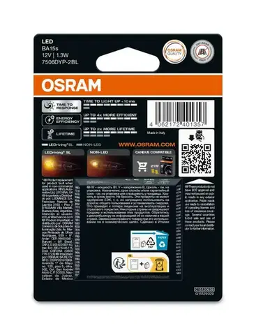 OSRAM LED P21W LEDriving SL Amber 12V blistr 2ks 7506DYP-2BL