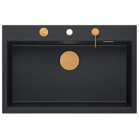 Quadron Granitový dřez MARC 110 WORKSTATION Black Zlaty HQM7650U7_PVDG1