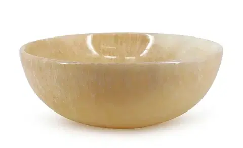 Estila Designové kulaté kamenné umyvadlo Piedra do koupelny ze žlutého onyxu 40 cm