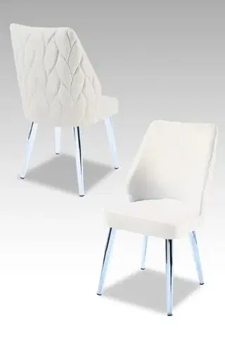 Sada židlí (2 kusy) Pufi - Cream, Chrome
