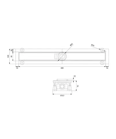 OMNIRES LOWFIX lineární sprchový odtok s pevnou mřížkou, 60 cm černá /BLH/ LOWFIX60GBL