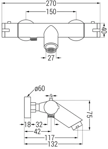 MEXEN Termostatická vanová baterie Kai, chrom 77300-00