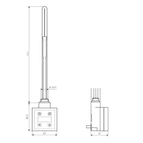 SAPHO KTX topná tyč s termostatem, 300 W, černá mat KTX-B-300