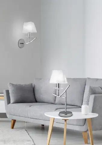 Chromová noční lampička s bílým stínidlem E14 Valencia