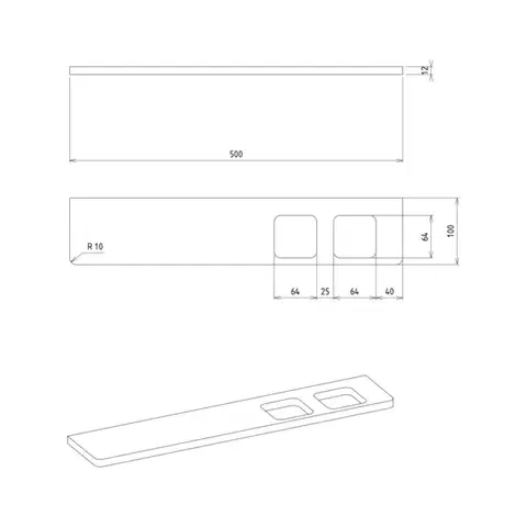 SAPHO ABELINE polička rockstone 500, 2x otvor, bílá mat AB502-0101