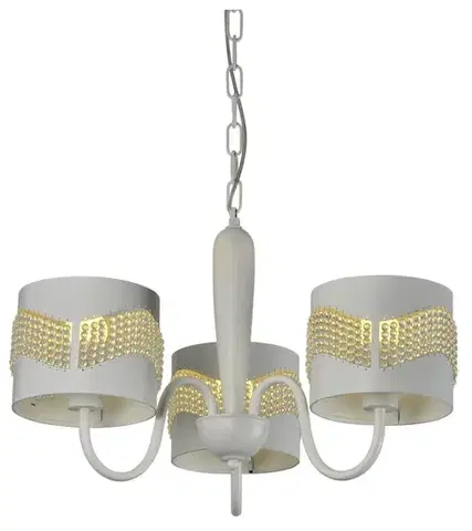 Bílá závěsná lampa s korálky Antonio