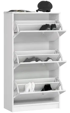 Ak furniture Botník Marienne 60 cm - 3 dvířka bílý lesk