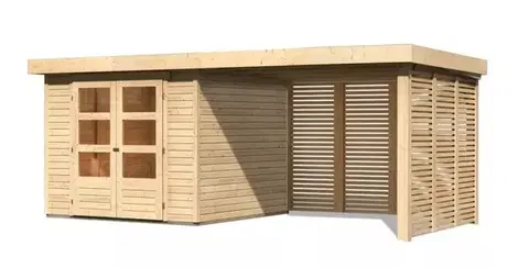 Dřevěný zahradní domek ASKOLA 3,5 s přístavkem Lanitplast
