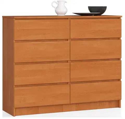 Ak furniture Komoda Kuba 120 cm 8 šuplíků olše