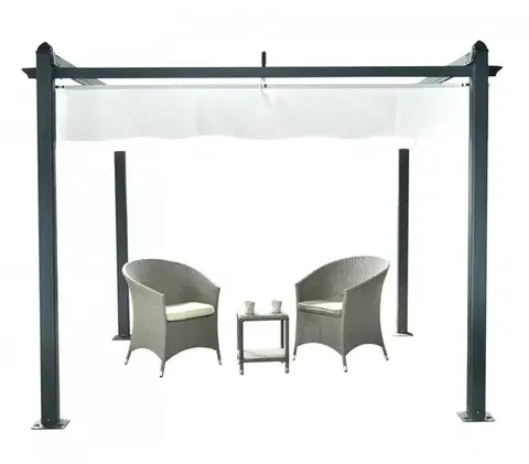 Hliníková pergola se zatahovací střechou 2,92 x 2,92 m Dekorhome