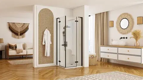 REA/S Sprchová kabina Hugo Double Black 90x90 KPL-K6601