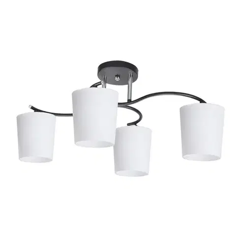 Stropní lampa Esnyr chrom+černá 4x40 E27 bílé stínidlo
