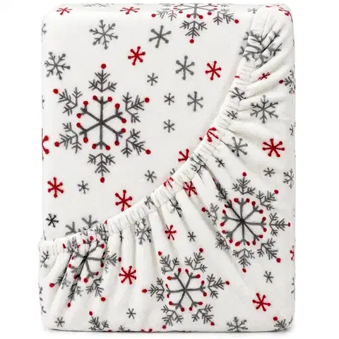 4Home Vánoční prostěradlo mikroflanel Snowflakes, 160 x 200 cm