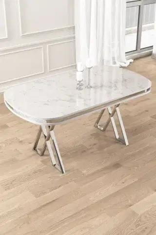 Jídelní stůl ZAE Bílá / stříbrná