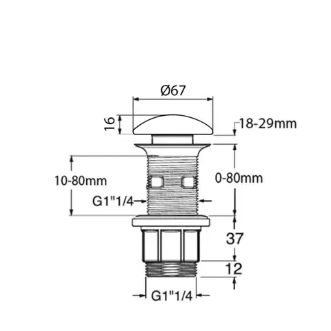 SAPHO BLOK umyvadlová výpust 5/4“, click-clack, zátka leštěný bílý mramor 2401-921