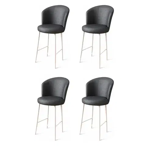 Bar Stool Set (4 Pieces) Uras - Anthracite, White