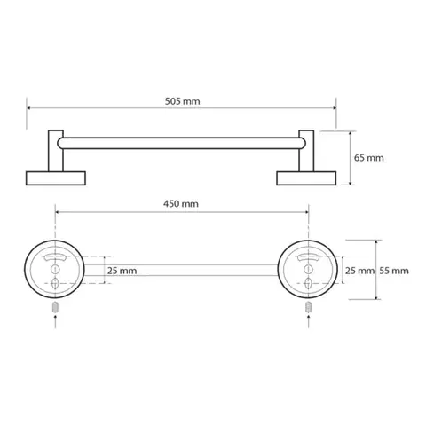 SAPHO X-ROUND E držák ručníků 450, chrom XR408