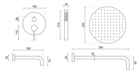 REA Sprchový set podomítkový Lungo černý REA-P4112