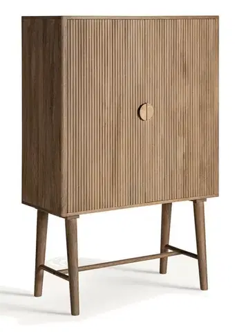 Estila Luxusní art deco dvoudveřová masivní hnědá barová skříňka Neelam se dvěma poličkami a zlatými kovovými úchyty 152 cm