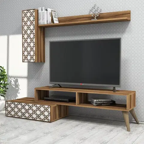 TV stěna / Sestava pod TV Planet - Walnut, White