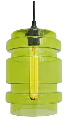 Zelená skleněná závěsná lampa + žárovka E27 60W Decorado