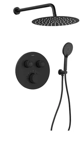SAPHO SMART SELECT podomítkový sprchový set s termostatickou baterií, 2 výstupy, vyústění, černá mat RP032B-01