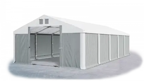 Skladový stan 5x10x2,5m střecha PVC 560g/m2 boky PVC 500g/m2 konstrukce ZIMA PLUS Bílá Šedá Bílá
