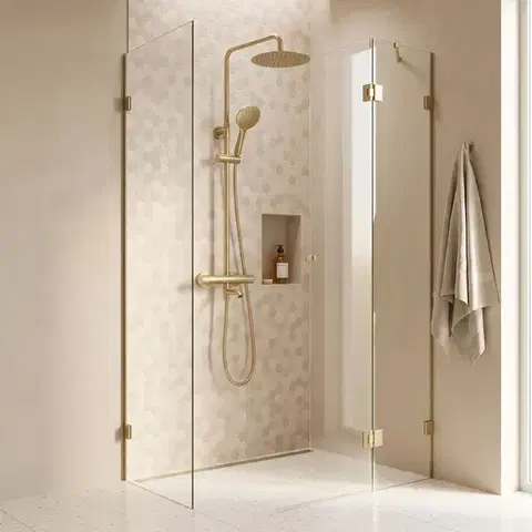 REA Sprchová sada s termostatem LUNGO Diamond Gold Brush REA-P8923