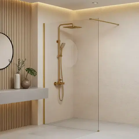 REA/S Sprchová zástěna Flexi Transparent / Brush Gold 90 KPL-K99266