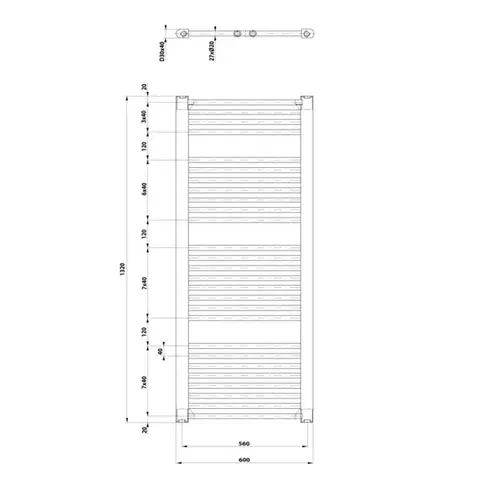 AQUALINE DIRECT otopné těleso s bočním připojením 600x1320 bílá ILR36T