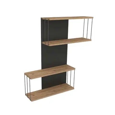 Nástěnná police Destan - Anthracite, Pine