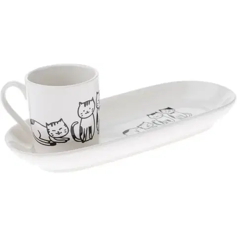 Porcelánový hrnek s podtáckem Kočky 90 ml