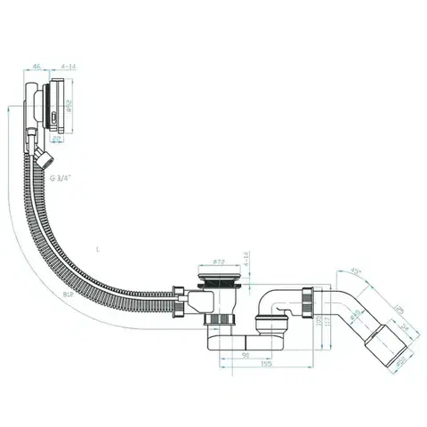 CERANO Vanová souprava ovládaná bovdenem s napouštěním SLIM sifon DN40/50 zátka 72mm černá 61 CER-199440