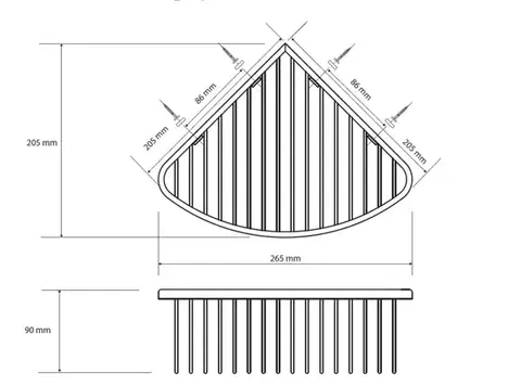 HOPA Polička do sprchy rohová, 265×90×205 mm Barva Růžové zlato lesklá KDBE158208312