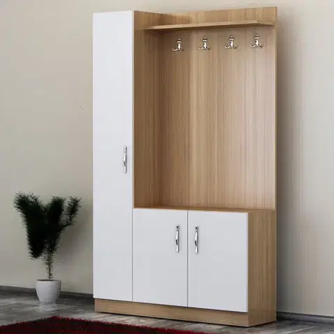 Předsíňová stěna Naturel - Teak, White