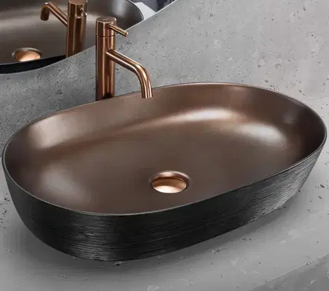 REA Keramické umyvadlo na desku CLEO 61 Copper Bush / Black REA-U6383
