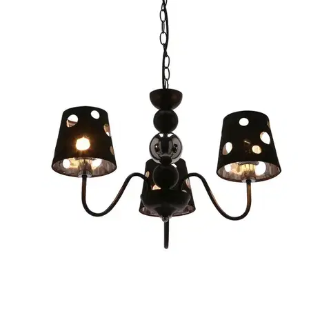 Černý lustrový závěsný lampa 3xE14 Batley Ledea