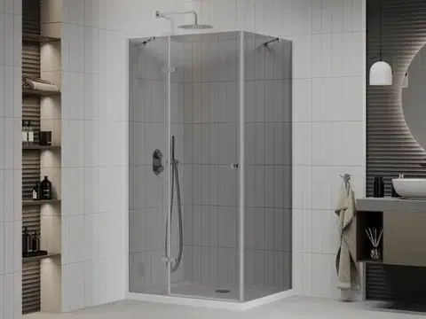 MEXEN/S Roma sprchový kout 80x70, grafit, chrom + bílá vanička se sifonem 854-080-070-01-40-4010